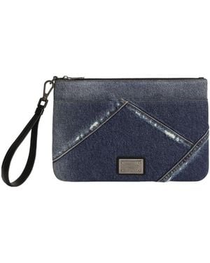 Dolce & Gabbana Logo Plaque Clutch Bag - Blue