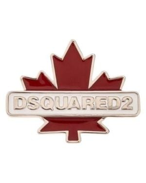 DSquared² Logo Engraved Leaf Shape Brooche - White