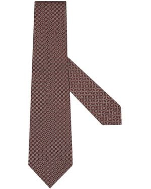 ZEGNA Geometric Floral Pattern Jacquard Tie - Brown