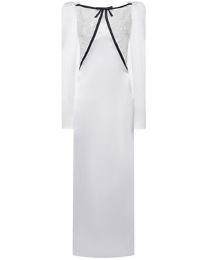 Alessandra Rich Satin Evening Dress - White