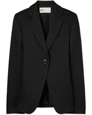 Tory Burch Single-Breasted Textured Crepe Blazer - Black