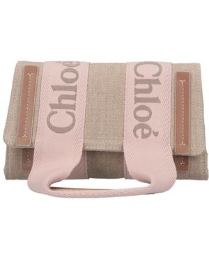 Chloé Chloé Logo Embroidered Flap Shoulder Bag - Pink