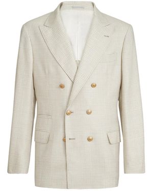 Brunello Cucinelli Prince Of Wales Deconstructed Blazer - White