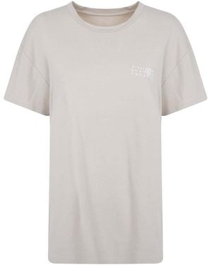 MM6 by Maison Margiela Logo Printed T-Shirt - Natural