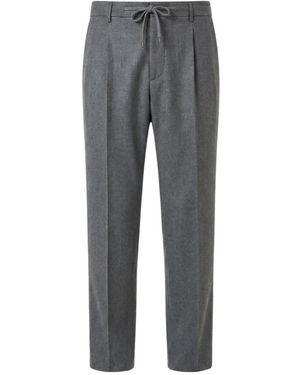 Peserico Drawstring-Waist Pressed-Crease Trousers - Grey