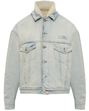 MM6 by Maison Margiela Denim Jacket With Faux-Fur Collar - Gray