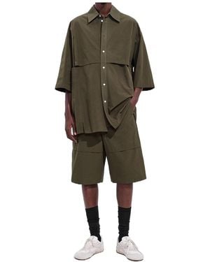 Bottega Veneta Macro Intreccio Cotton Shorts - Green