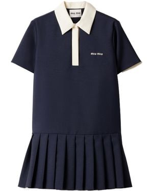 Miu Miu Polo Shirt Dress With Pleated Hem - Blue
