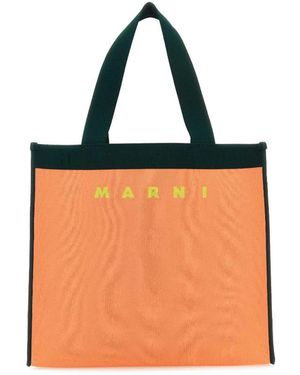 Marni Logo Detailed Top Handle Bag - Orange