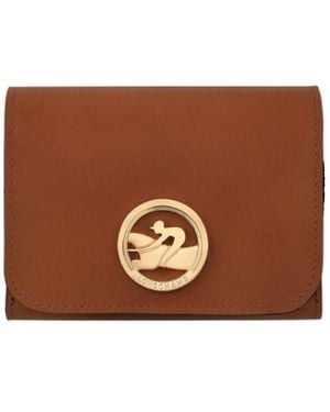 Longchamp Box-Trot Leather Tri-Fold Purse - Brown