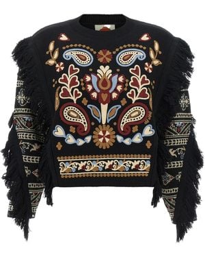 FARM Rio 'Cornely' Embroidery Sweater - Black