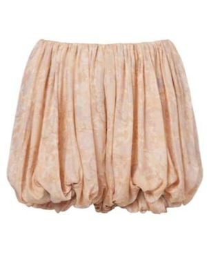 Chloé Floral Pleated Silk Charmeuse Shorts - Natural