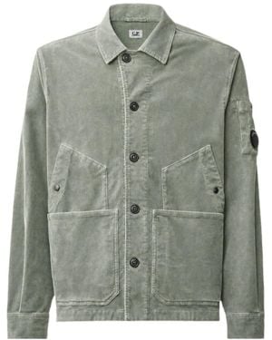 C.P. Company Corduroy Button-Front Blazer With Lens Detail - Green
