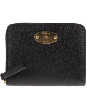 Mulberry Logo Plaque Zipped Purse - Black