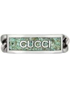 Gucci Logo Plaque Chain Ring - Green