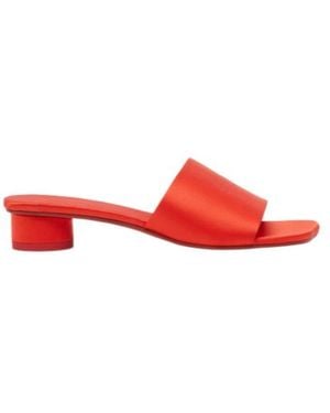 MM6 by Maison Margiela Embossed Block-Heel Sandals - Red