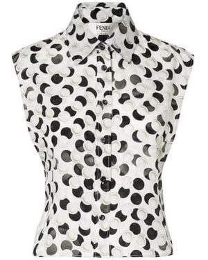 Fendi Polka Dot Sleeveless Top - White