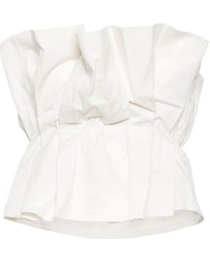 STAUD Dover Pleated Top - White