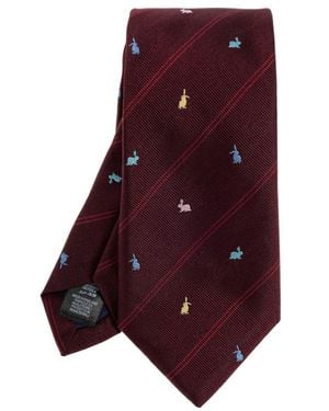 Paul Smith Rabbit-Print Striped Tie - Purple