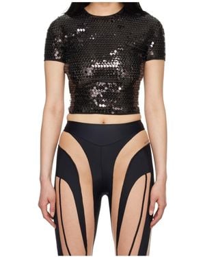Mugler Sparkle-Decorated T-Shirt - Black
