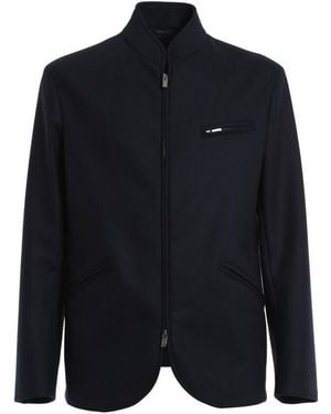 Armani Collezioni Wool Collar Jacket - Blue
