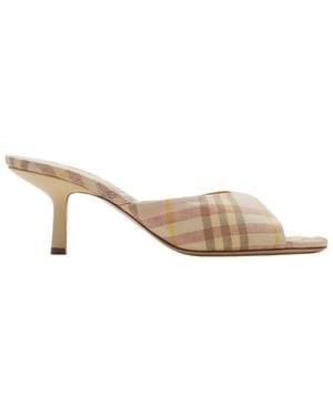 Burberry Mews Checked Slip-Pn Mmules - Natural