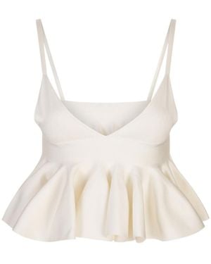 Alaïa Alaïa Peplum Hem Ruffled Top - Natural