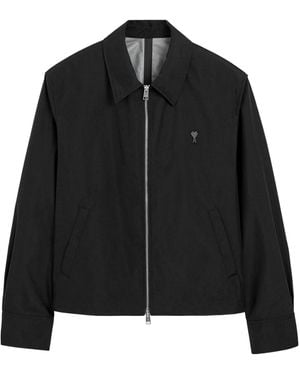 Ami Paris Nylon Jacket With Ami De Coeur - Black