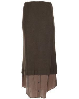 Alysi Layered Sheer-Hem Skirt - Brown