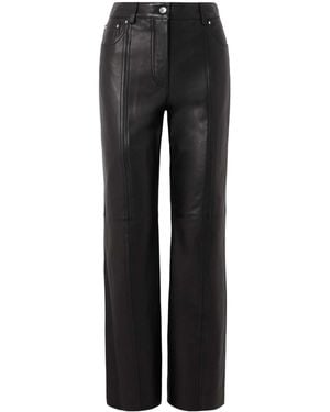 Rabanne Leather Straight-Leg Pants - Black
