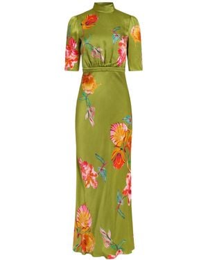 Saloni Floral Print Dress - Green