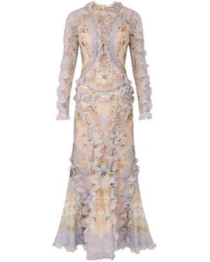 Zimmermann Rebellion Ruffled Floral Maxi Dress - Natural