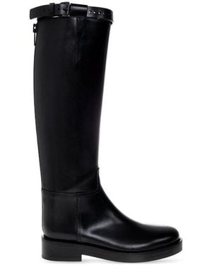 Ann Demeulemeester Buckle Detailed Round Toe Boots - Black