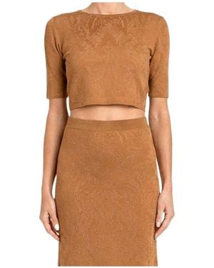 Twinset Jacquard Cropped Knitted Top - Brown