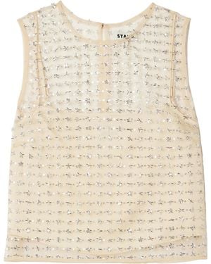 STAUD Sequined Tulle Top - Natural