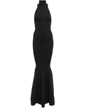 Nina Ricci High-Neck Wool-Blend Maxi Gown - Black