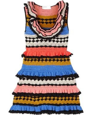 Zimmermann Tiggy Frill Crocheted Mini Dress - Black