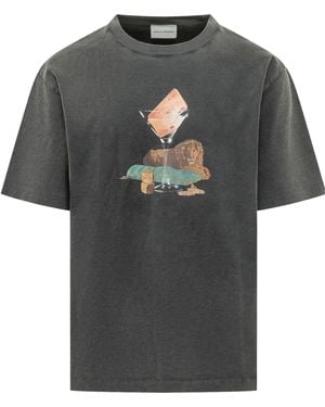 Drole de Monsieur Drôle De Monsieur Glass Lion Print T-Shirt - Grey