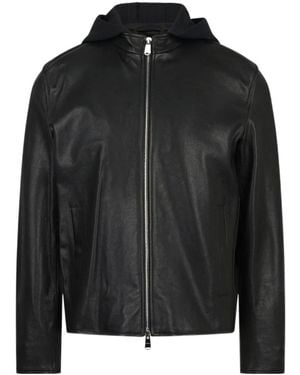 Dondup Long-Sleeved Leather Jacket - Black