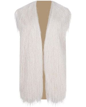 Alysi Fringed Open-Front Jacket - White