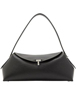 TOTEME T-Lock Grained Leather Shoulder Bag - Black