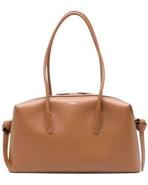 Yuzefi Brioche Duffle Grained-Leather Shoulder Bag - Brown