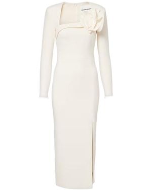 Roland Mouret Floral-Appliqué Crêpe Midi Dress - White