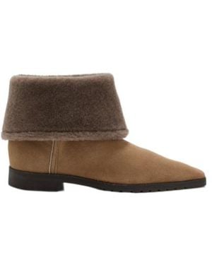 TOTEME Shearling-Cuff Boots - Brown