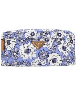 Prada Floral-Print Belt Bag - Blue