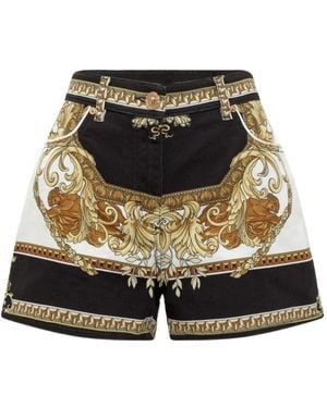 Versace Baroque-Print Denim Shorts - Multicolor