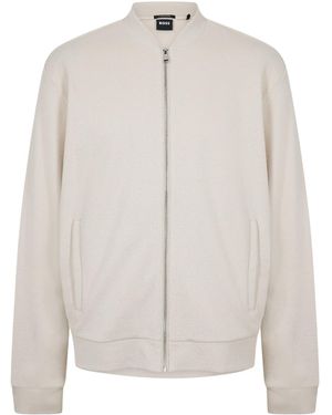 BOSS Baseballcollar Zipup Jacket - White
