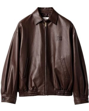 Miu Miu Nappa Leather Jacket - Brown