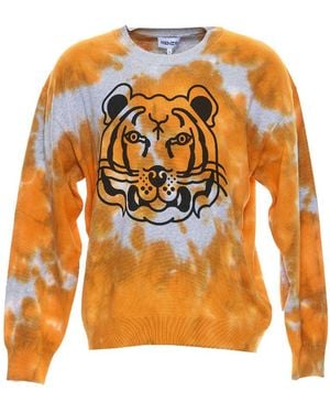 KENZO Tie-Dyed Tiger Detailed Sweatshirt - Orange