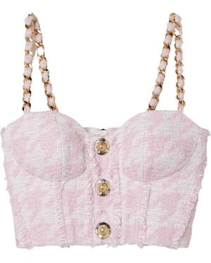 Balmain Tweed Bralette Top - Pink